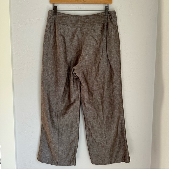 David N  Brown Linen Blend Crop Wide‎ Leg Pant Size: 8 - Picture 3 of 12